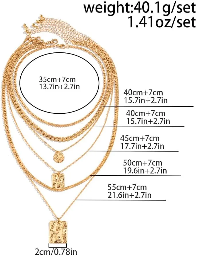 GIGB PBDK Layered Cuban Chain Choker Necklaces for Women Two-tone Paperclip Chain Stacked Necklaces Boho Geometric Pendant Necklaces Dainty Statement Jewelry Gifts
