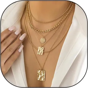 GIGB PBDK Layered Cuban Chain Choker Necklaces for Women Two-tone Paperclip Chain Stacked Necklaces Boho Geometric Pendant Necklaces Dainty Statement Jewelry Gifts