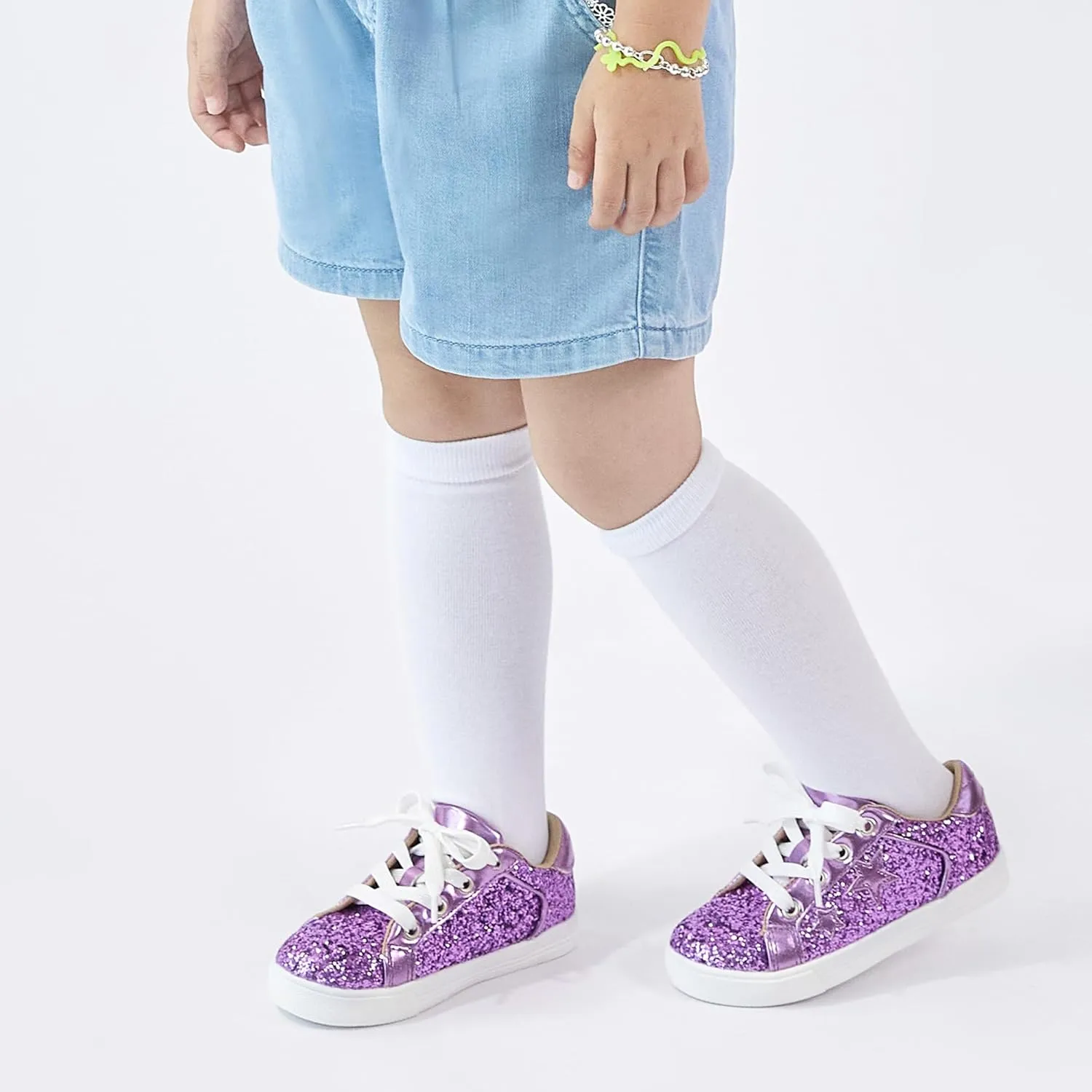 GINFIVE Toddler Girls Sneakers Little Girls Slip On Shoes Glitter Sneakers Todder