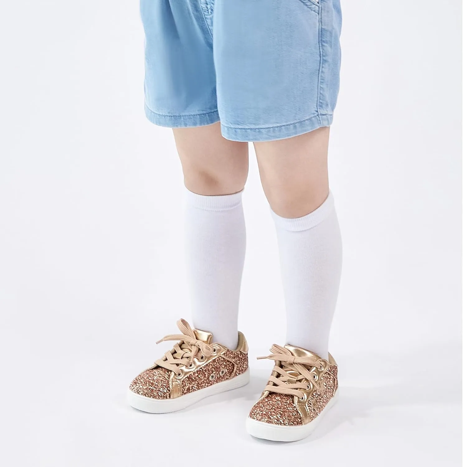 GINFIVE Toddler Girls Sneakers Little Girls Slip On Shoes Glitter Sneakers Todder