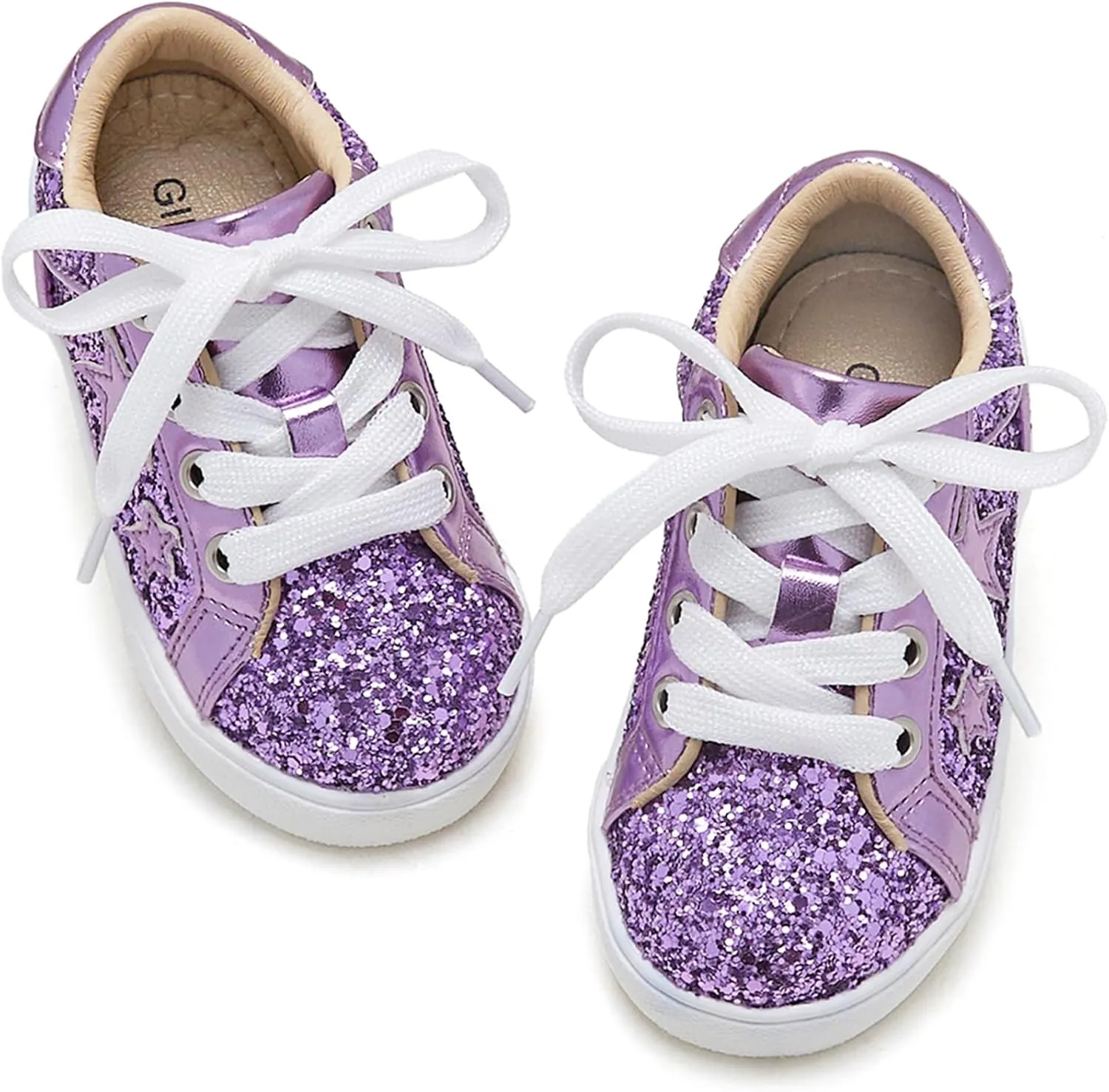 GINFIVE Toddler Girls Sneakers Little Girls Slip On Shoes Glitter Sneakers Todder