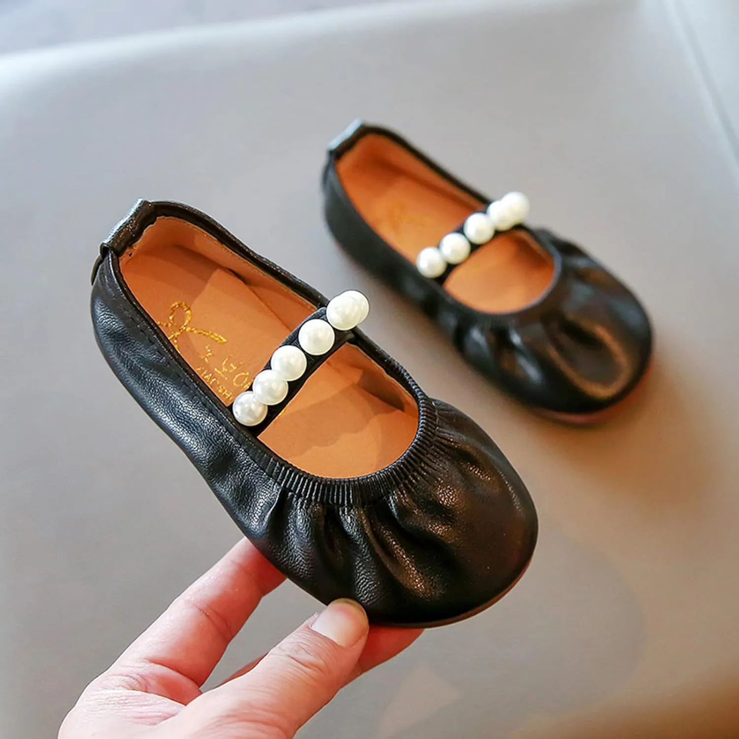 Girls Furry Slippers Toddler Pearl Girl Dress Shoes Girl Ballet Flats Party School Softball Slides Youth Girls