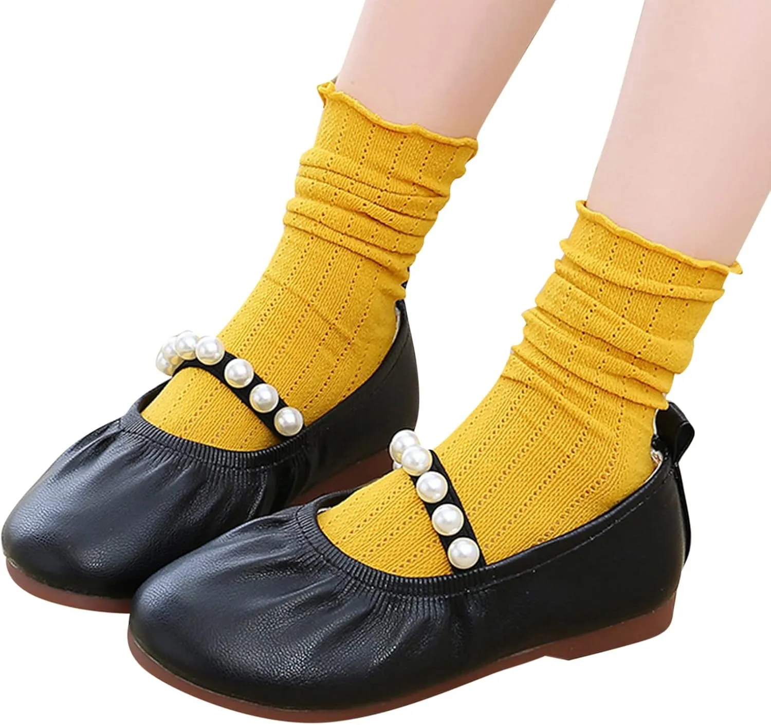Girls Furry Slippers Toddler Pearl Girl Dress Shoes Girl Ballet Flats Party School Softball Slides Youth Girls