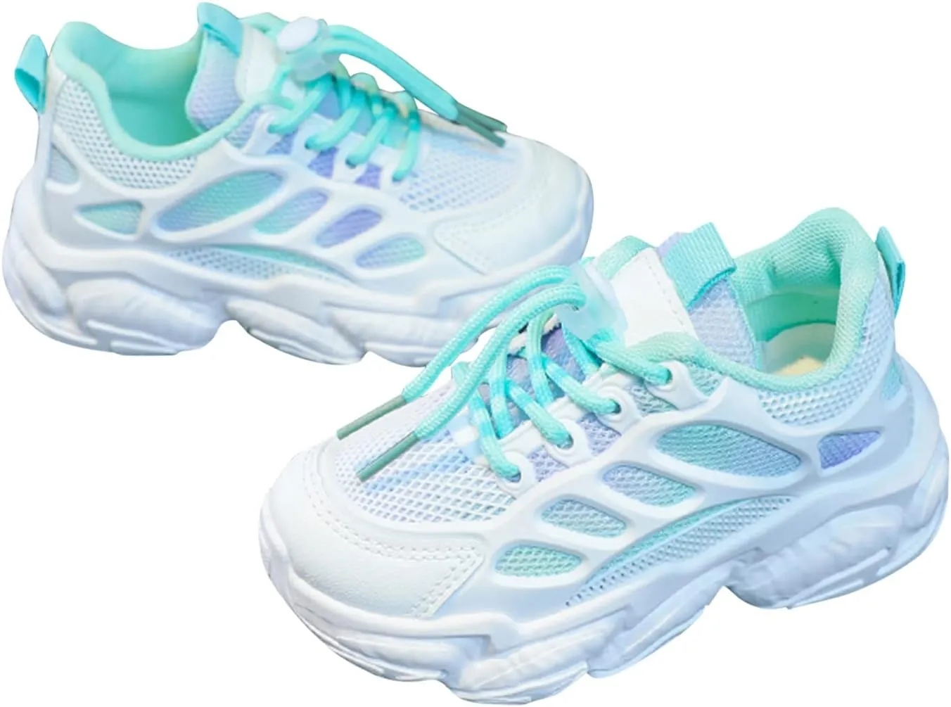 Girls Sneakers Lace up Running Athletic Shoes Lightweight Breathable Jelly Sole Kids Walking Shoes Casual Sports