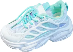 Girls Sneakers Lace up Running Athletic Shoes Lightweight Breathable Jelly Sole Kids Walking Shoes Casual Sports