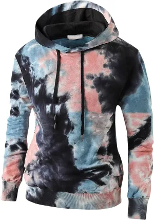 GOFULY Mens Sweatshirt Hoodie Lightweight Fall Tie Dye Hoodies Long Sleeve Pullover Sweatshirts Drawstring Shirt With Pocket