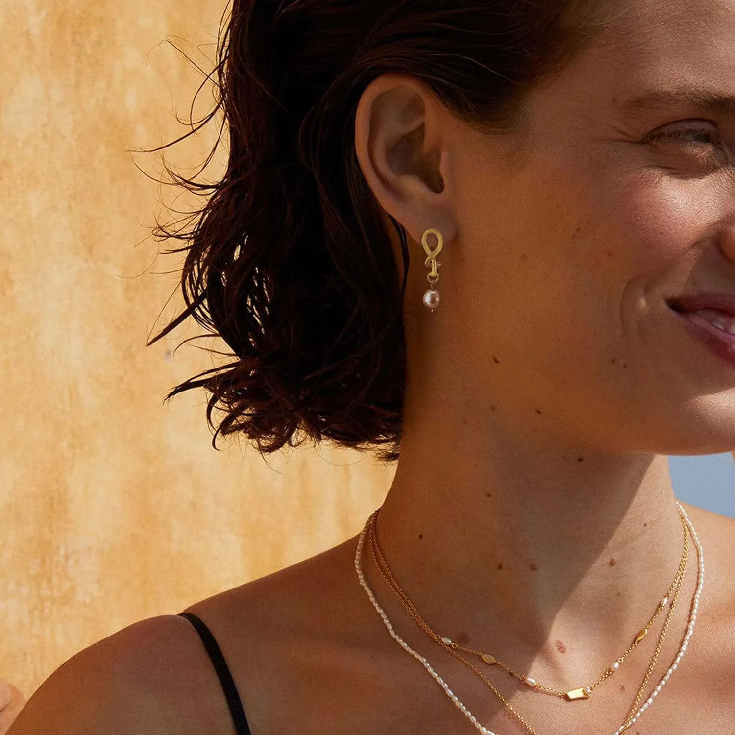 Gold Earrings 14k Gold Plated Hoop Earrings Dainty Pearl hoop Disc Coin Bead Starfish Teardrop Circle Dangle Drop Earrings for Women Hypoallergenic Jewelry Gifts