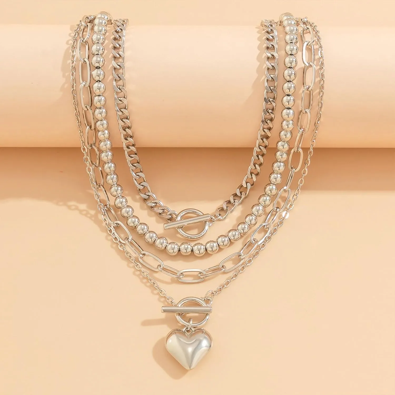 Gold Layered Necklaces for Women Chunky Heart Necklace Stack Dainty Gold Coin Necklace for Women 2025