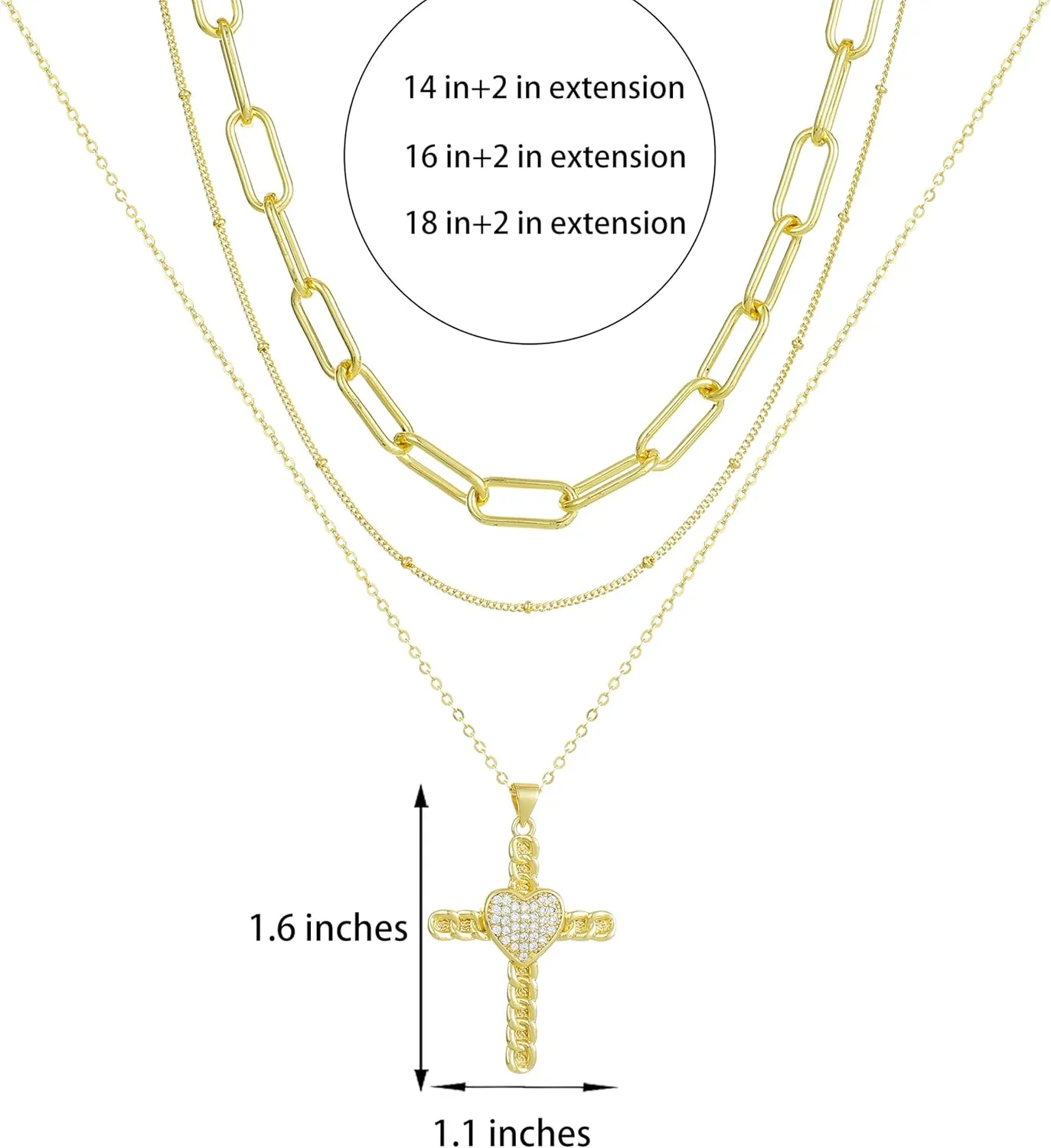 Gold Layered Necklaces for Women Dainty Layered Choker Necklace, Handmade 14K Real Gold Plated Necklace Multilayer Butterfly Necklace Adjustable Layering Paperclip Chain Choker Necklaces Jewelry Gift