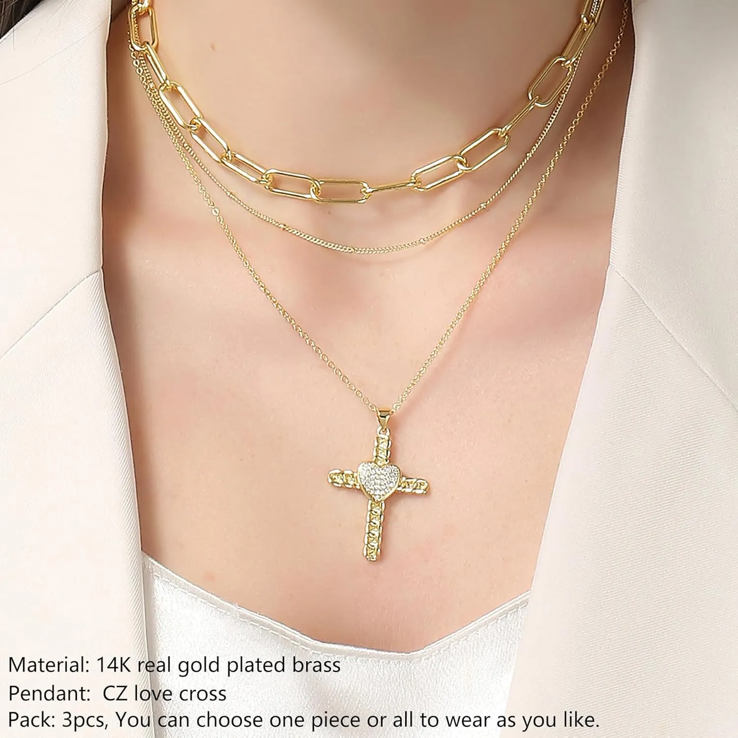 Gold Layered Necklaces for Women Dainty Layered Choker Necklace, Handmade 14K Real Gold Plated Necklace Multilayer Butterfly Necklace Adjustable Layering Paperclip Chain Choker Necklaces Jewelry Gift