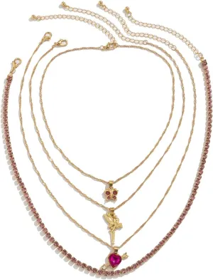 Gold Layered Necklaces for Women, Dainty Layered Necklaces for Women Butterfly Cherub Heart Arrow Pendant Chain Necklaces for Women Girls, 4 Pieces, Gold
