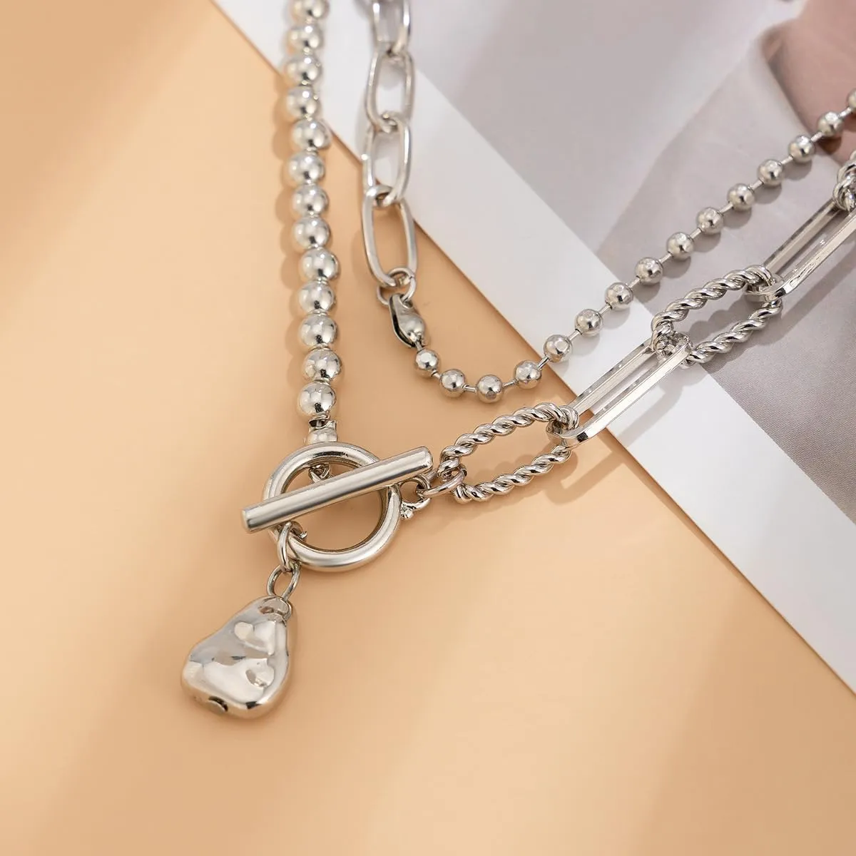 Gold Layered Necklaces for Women Pearl Cuban Link Chain Necklace Choker Gold Paperclip Necklace Initial Pendant Necklaces Jewelry for Womens Gift