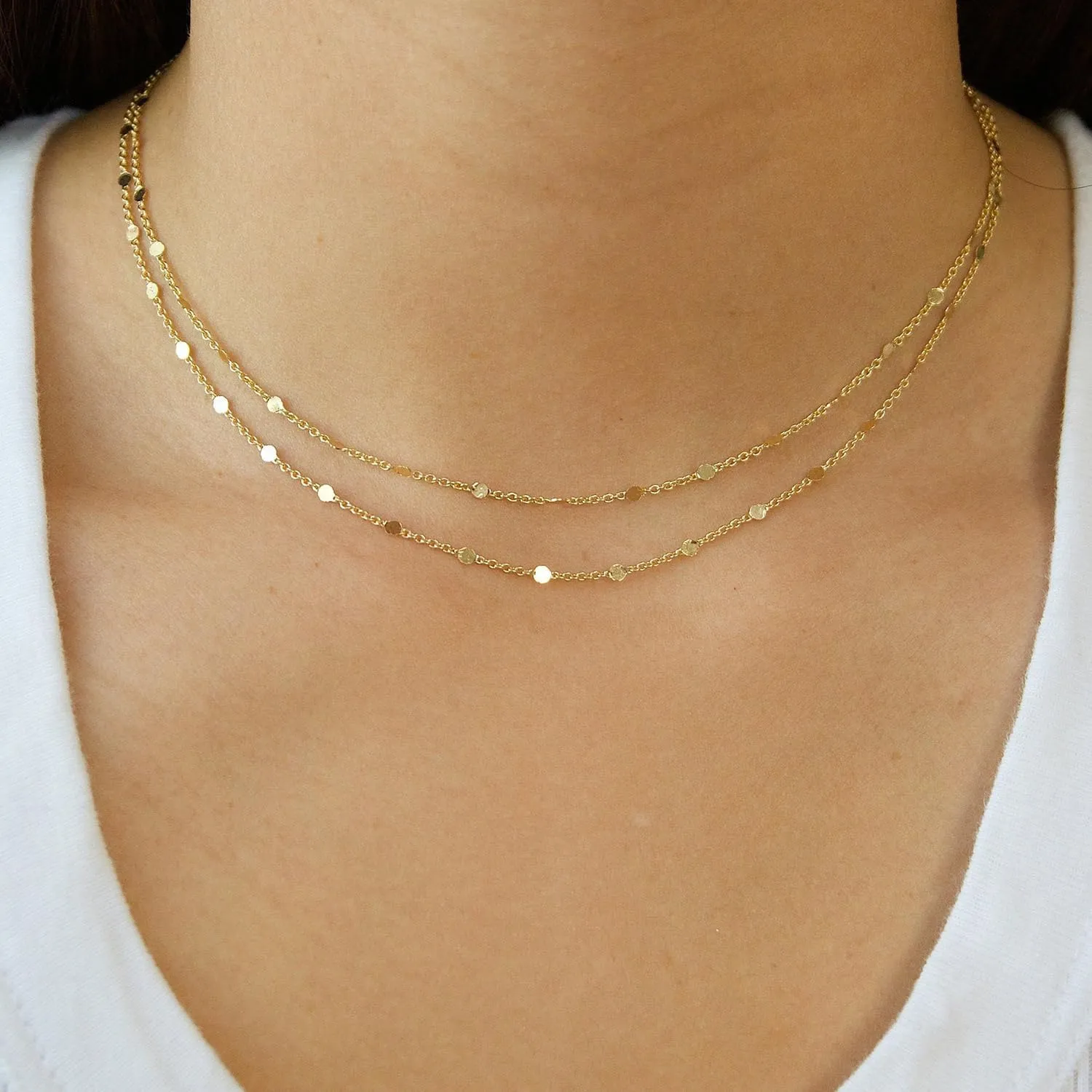 Gold Necklace for Women, 14k Gold Plated Choker Dainty Layered Necklaces, Silver Necklace for Women 14k White Gold Plated Dainty Layered Necklaces