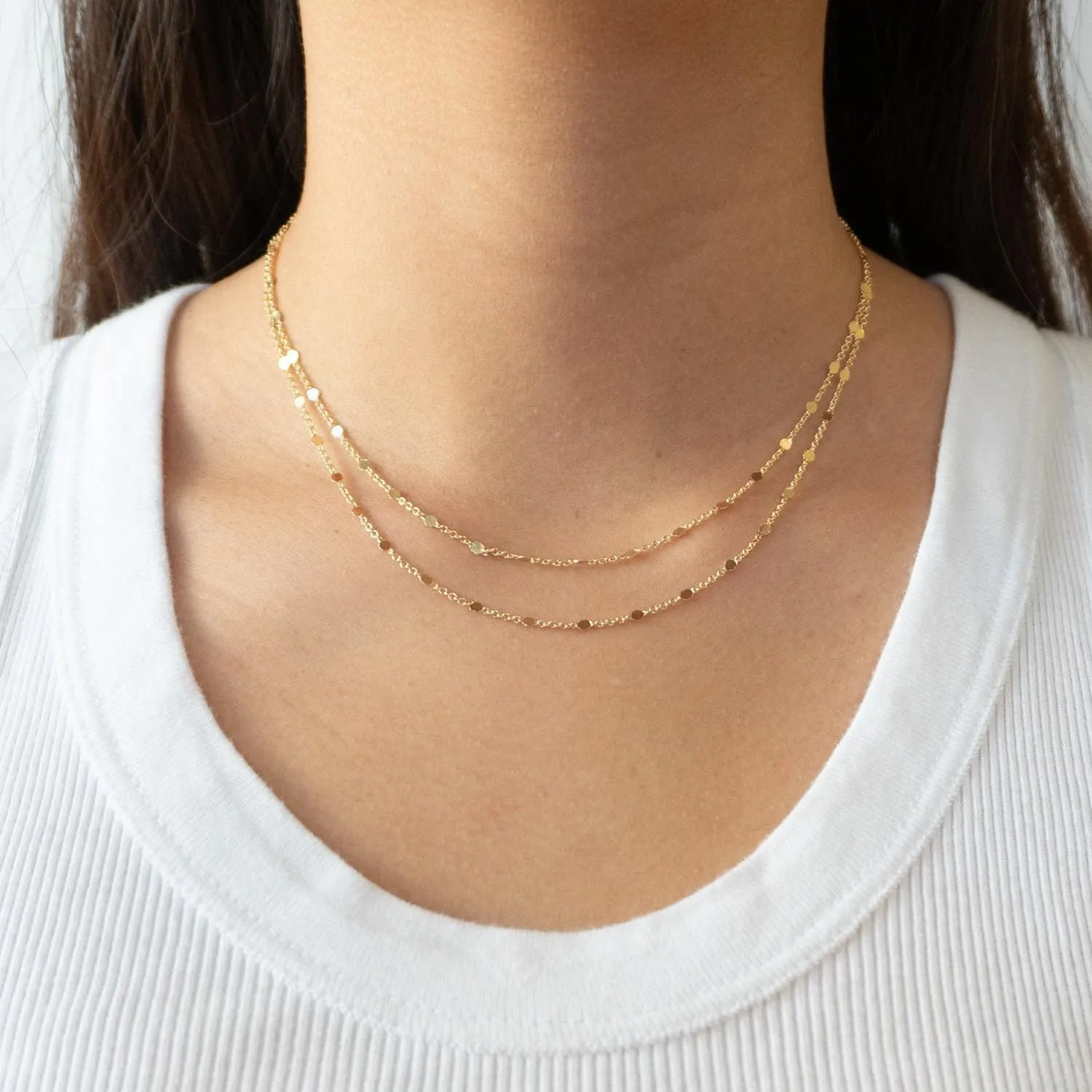 Gold Necklace for Women, 14k Gold Plated Choker Dainty Layered Necklaces, Silver Necklace for Women 14k White Gold Plated Dainty Layered Necklaces