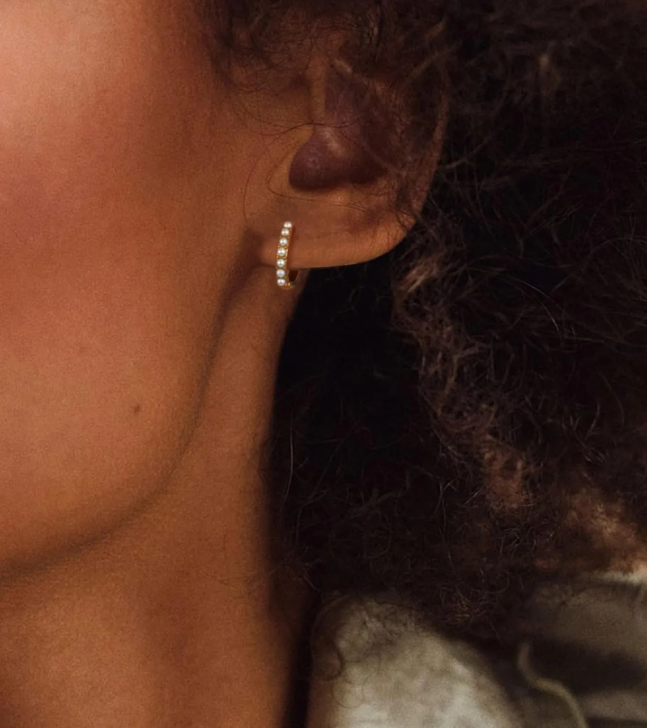 Gold Pearl Hoop Earrings for Women | 18K Gold Huggie Dangle Earrings | Lightweight Small Hoop Earrings