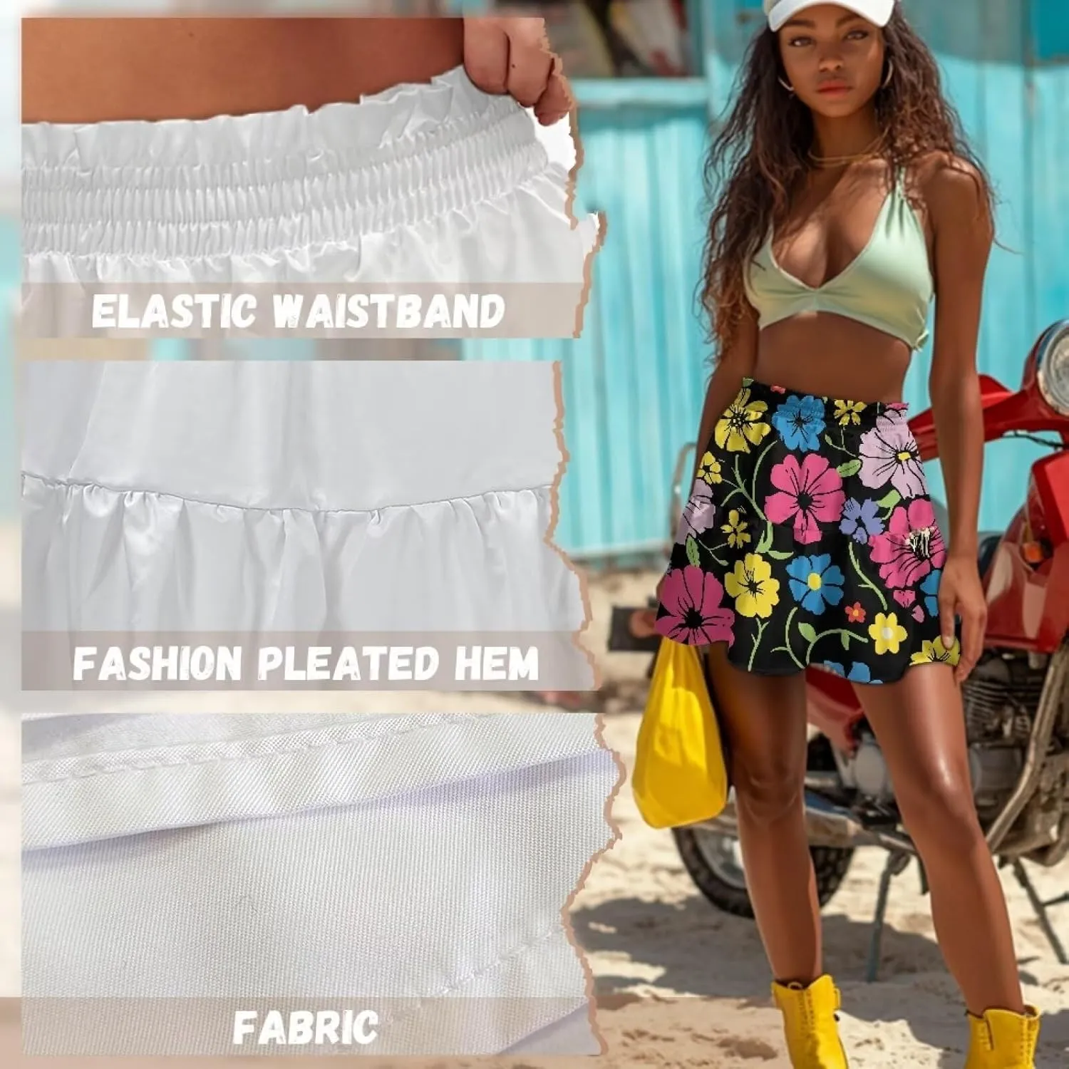 Golf Skirts for Women Tummy Control High Waist Tiered Mini Skirt