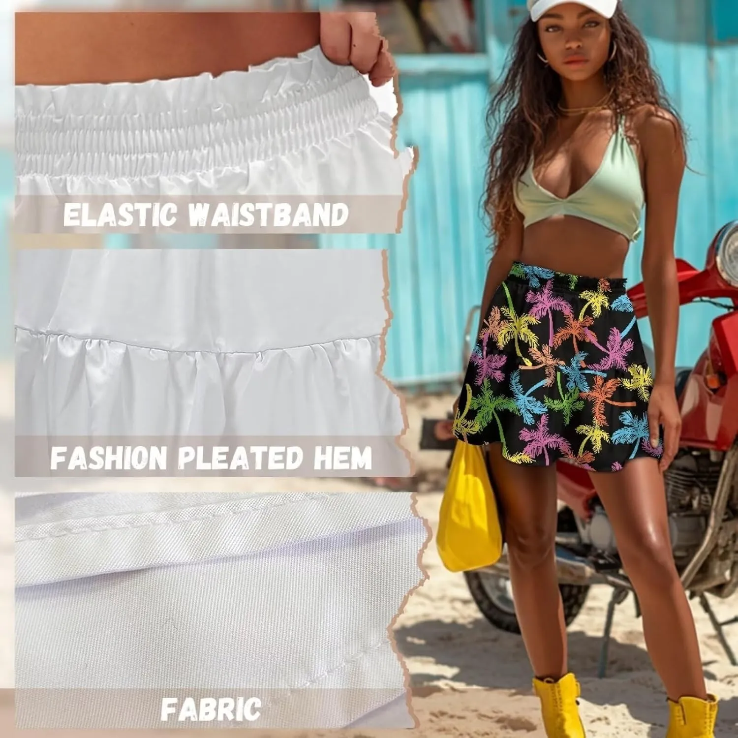 Golf Skirts for Women Tummy Control High Waist Tiered Mini Skirt