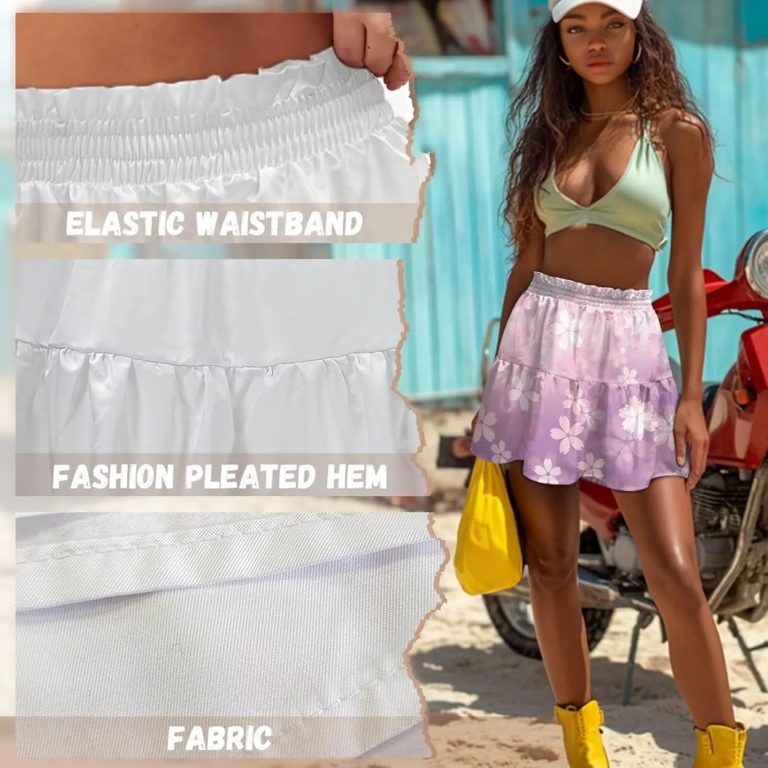 Golf Skirts for Women Tummy Control High Waist Tiered Mini Skirt
