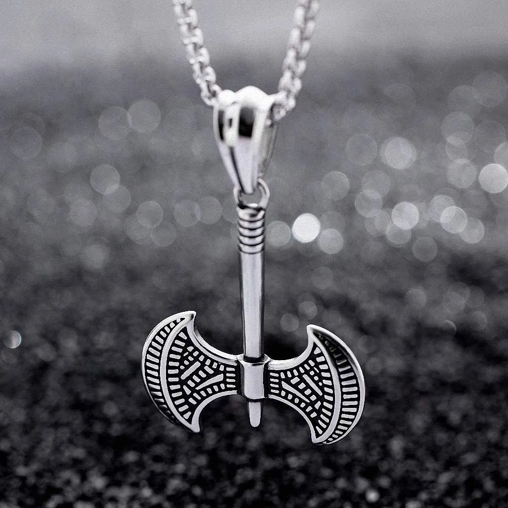 Hafrita Men Axe Labrys Pendants Necklace Chain 316 Stainless Steel Pendant Statement Necklace