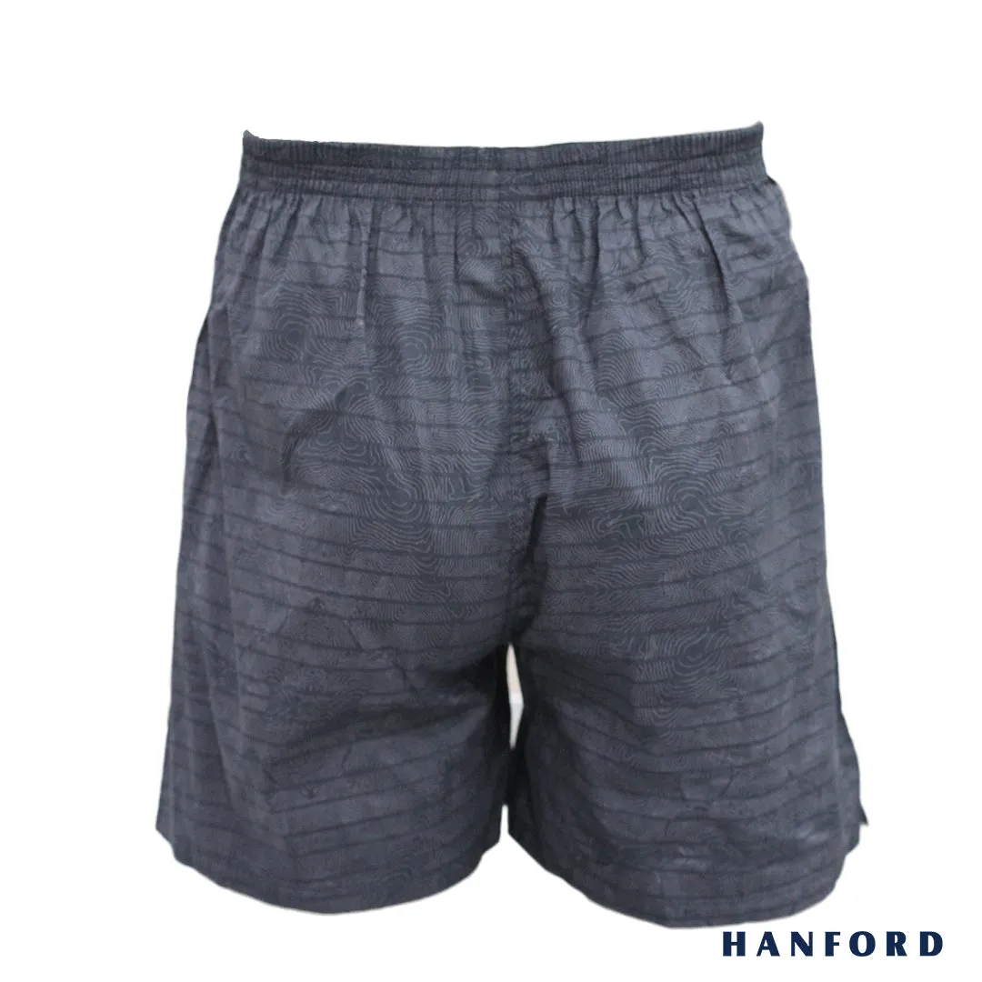 Hanford Men 100% Premium Cotton Woven Boxer Shorts Barks - Bark Print/Steel Gray (SinglePack)