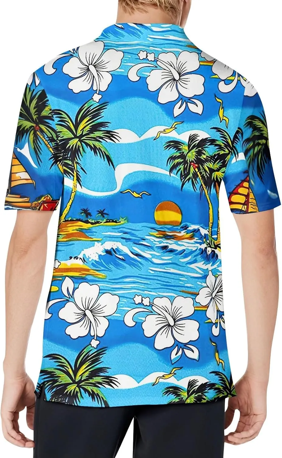 Hawaiian Shirts for Men Short Sleeve Polo Summer Shirt Button Down Lightweight Classic Collared Tropical Graphic Tees