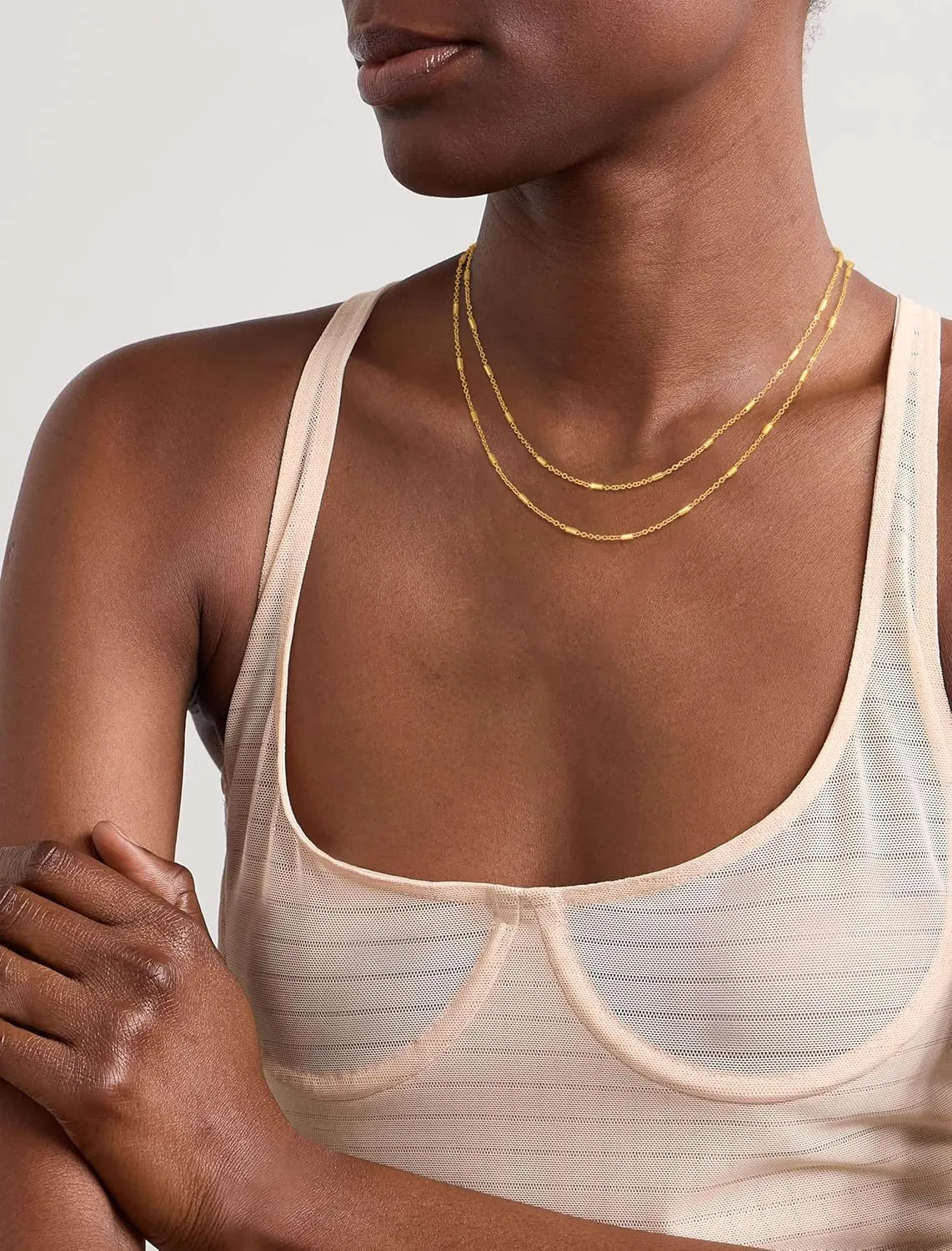 Herringbone Necklaces for Women Dainty Layered Snake Stack Stackable Chain Choker Necklace for Women Trendy 14K Gold Plated Layering Necklaces Herringbone Paperclip Necklace for Women Jewelry