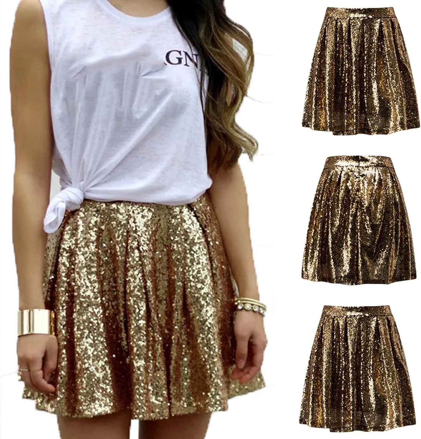 High Waist Skirts for Women Women's Fashion Skirt Dress High Waist Pleated Solid Color Short Midi Skirts for