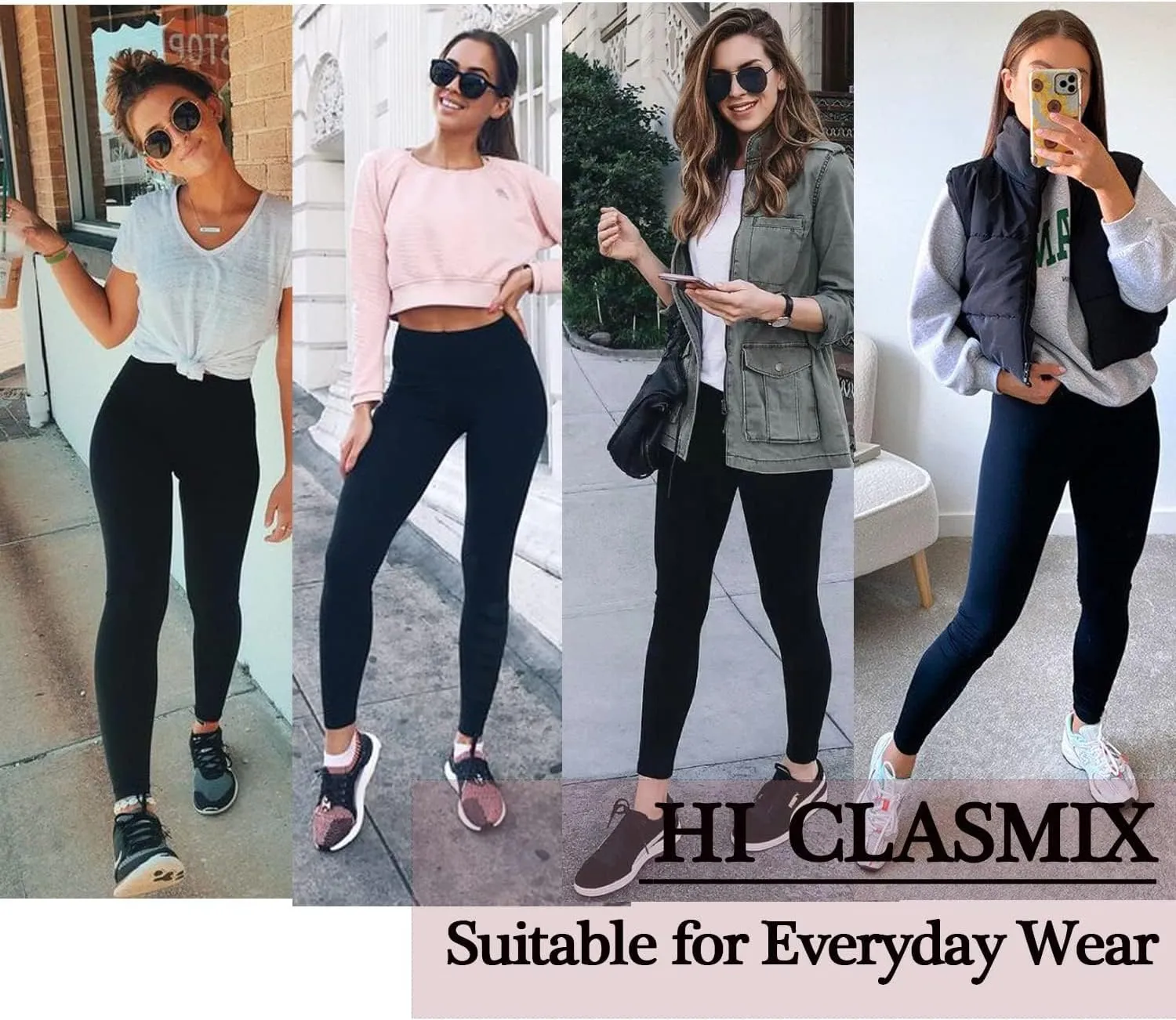 High Waisted Leggings for Women-Womens Black Seamless Workout Leggings Running Tummy Control Yoga Pants