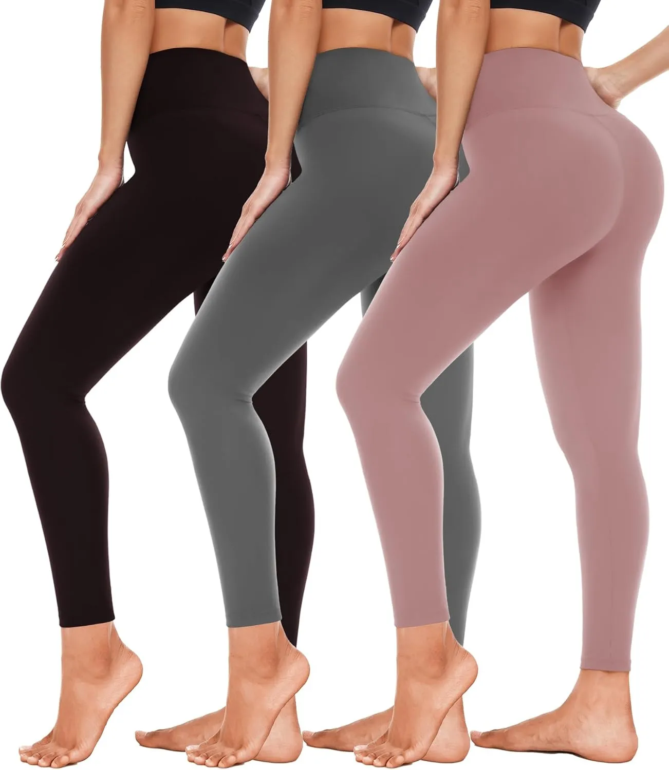 High Waisted Leggings for Women-Womens Black Seamless Workout Leggings Running Tummy Control Yoga Pants