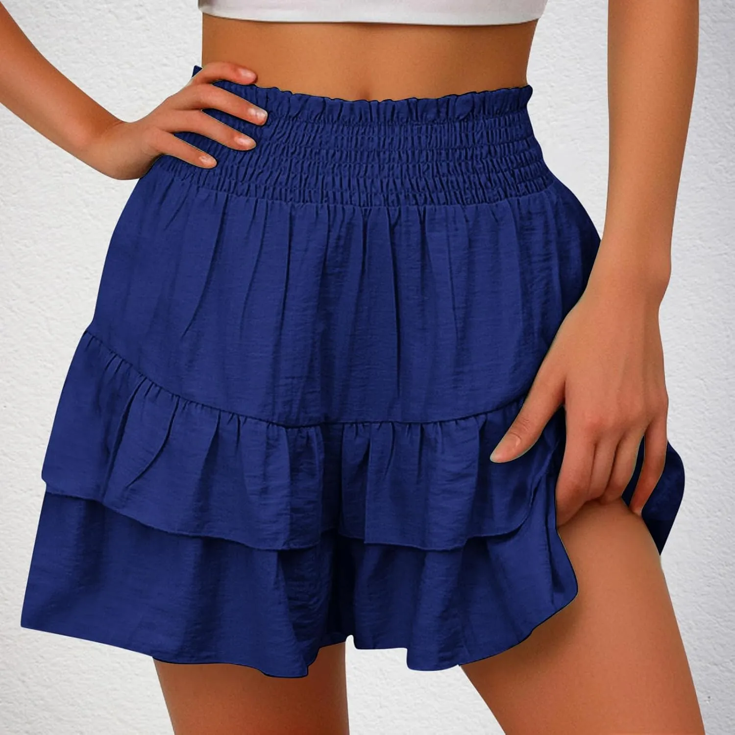 High Waisted Shorts for Women Summer Bermuda Shorts Flowy Casual Ruffle Shorts Trendy Beach Shorts Mini Pleated Skirt