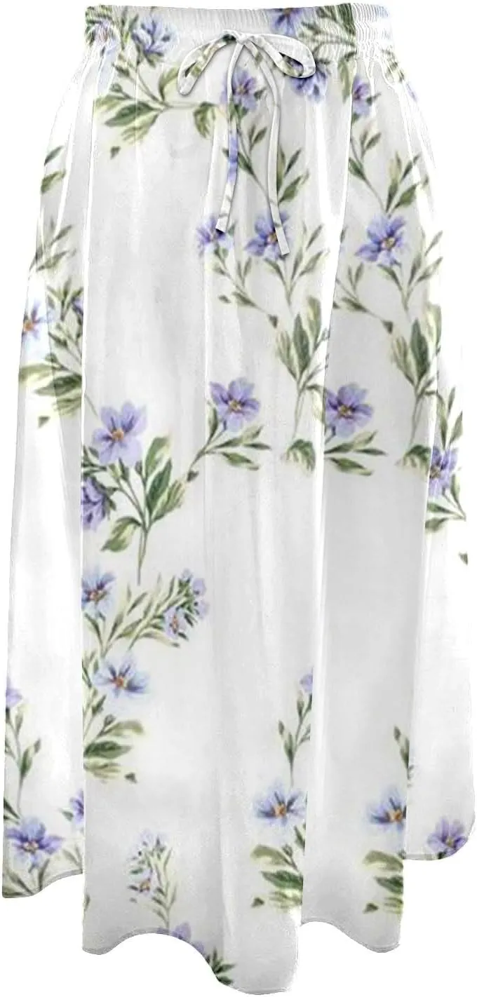 High Waisted Skirts for Women Floral Printed Elastic Waist Casual Skirts Elegant Drawstring Lightweight Comfort Skorts
