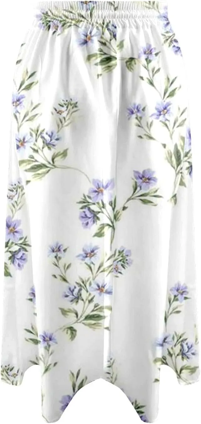 High Waisted Skirts for Women Floral Printed Elastic Waist Casual Skirts Elegant Drawstring Lightweight Comfort Skorts