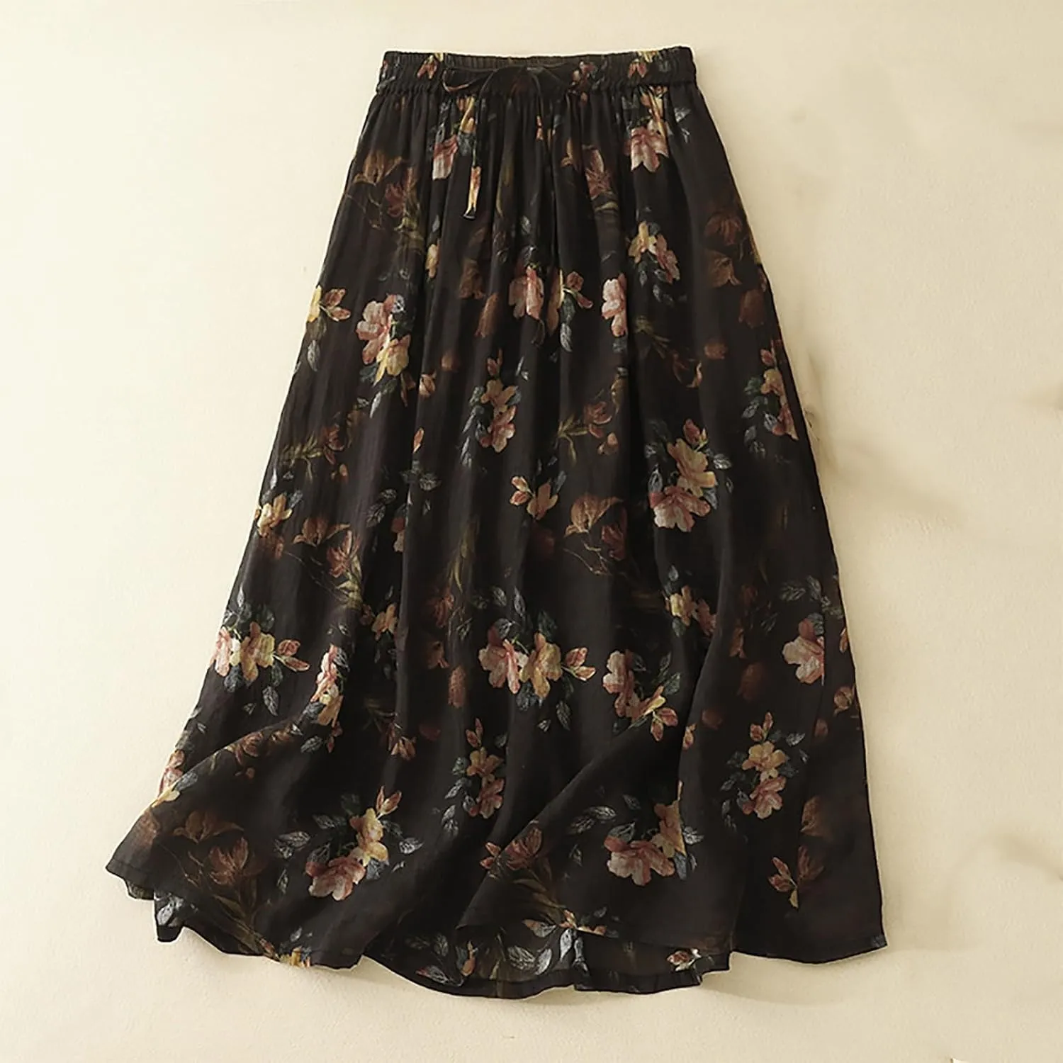 High Waisted Skirts for Womens Fashion Floral Print Midi Skirt Casual Flowy Maxi Skirts Half Dress Boho Skirts