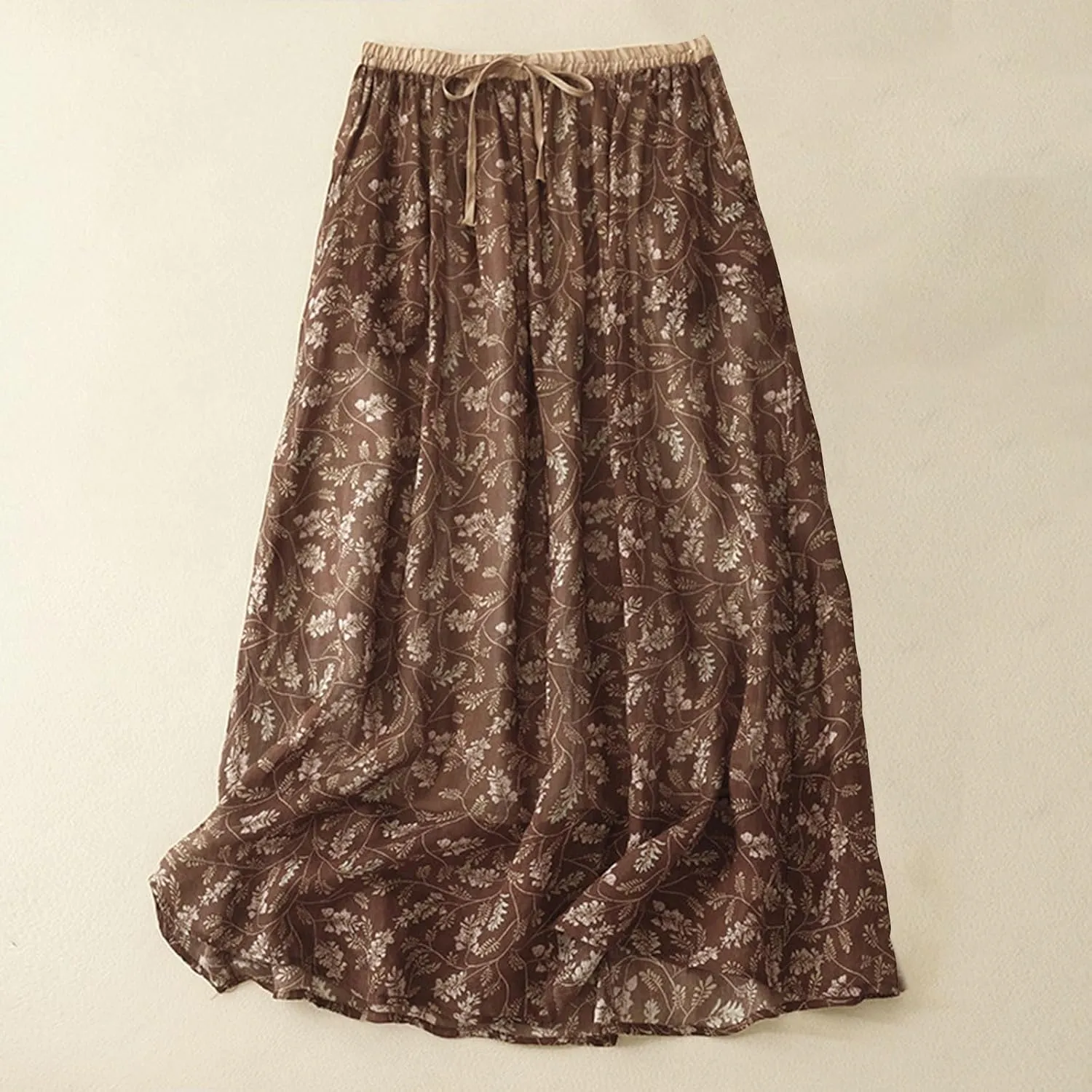 High Waisted Skirts for Womens Fashion Floral Print Midi Skirt Casual Flowy Maxi Skirts Half Dress Boho Skirts