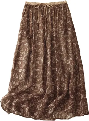 High Waisted Skirts for Womens Fashion Floral Print Midi Skirt Casual Flowy Maxi Skirts Half Dress Boho Skirts