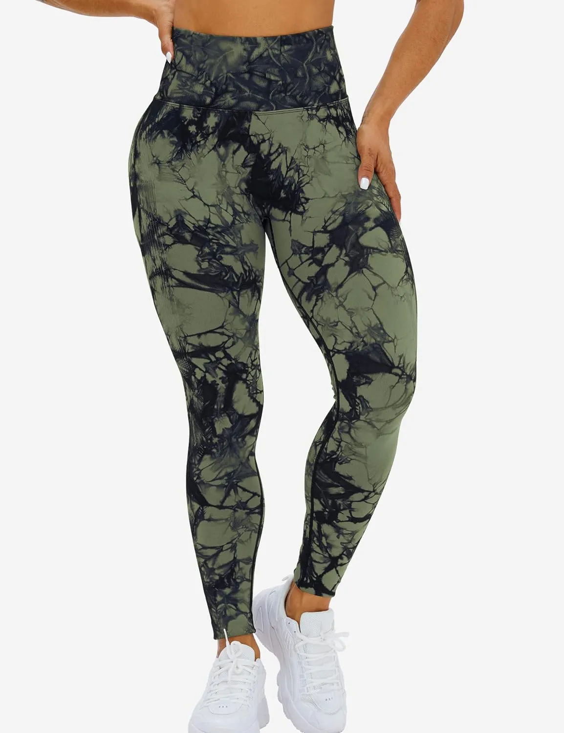 HIGORUN Tie Dye Workout Seamless Leggings for Women High Waist Gym Leggings Yoga Pants