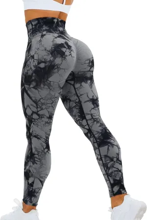 HIGORUN Tie Dye Workout Seamless Leggings for Women High Waist Gym Leggings Yoga Pants