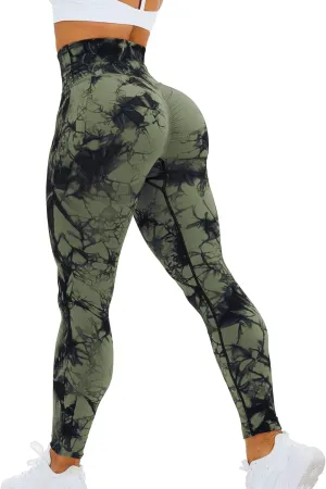 HIGORUN Tie Dye Workout Seamless Leggings for Women High Waist Gym Leggings Yoga Pants