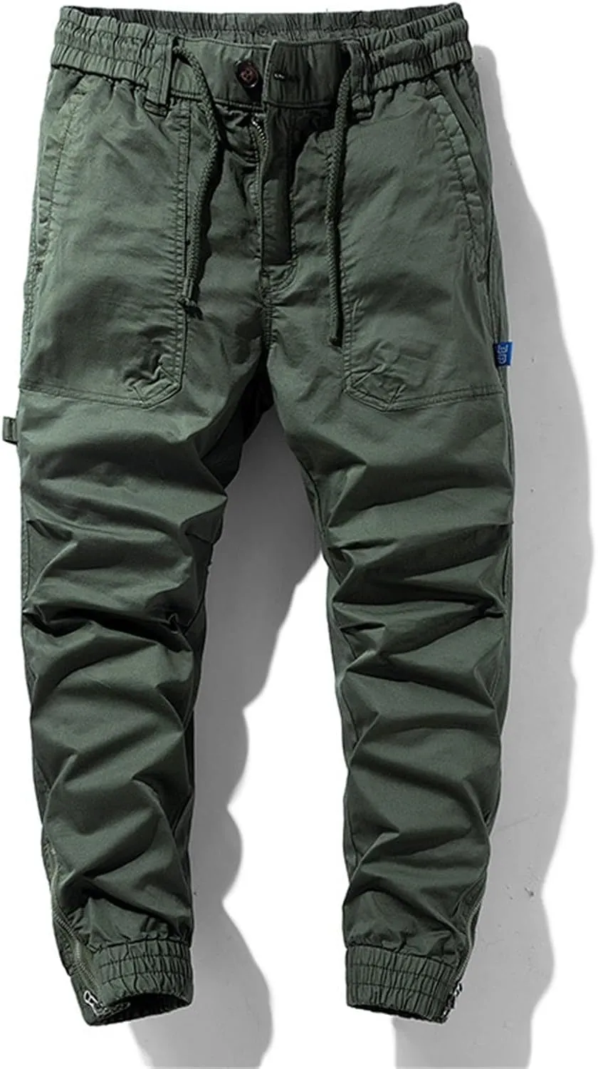 Hiking Cargo Work Pants for Men Drawstring Stretch Tactical Combat Trouser Quick Dry Slim Fit Military Practical Pant