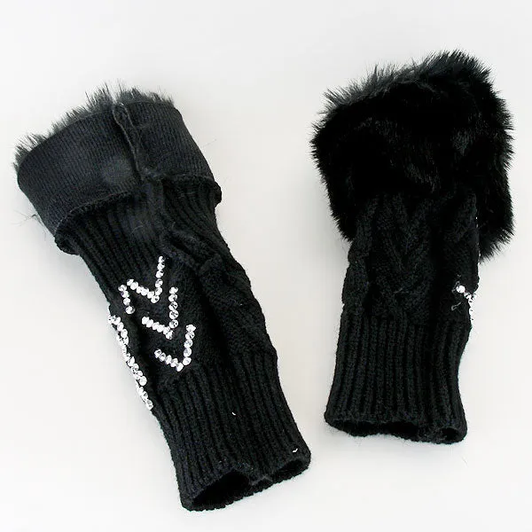 iLLASPARKZ Chevron Acrylic Faux Fur Gloves