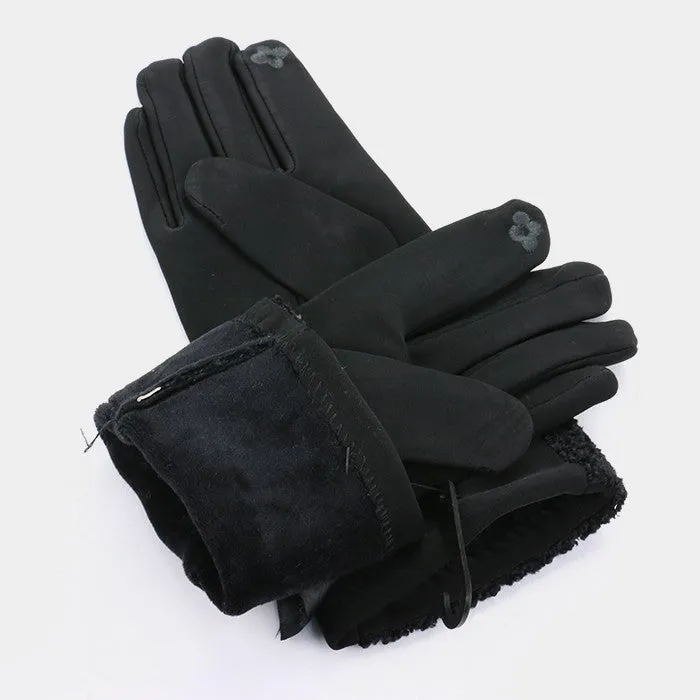 iLLASPARKZ Faux leather detail smart thermal gloves