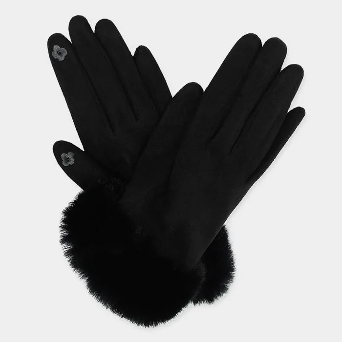 iLLASPARKZ Faux Suede Fur Cuff Touch Gloves