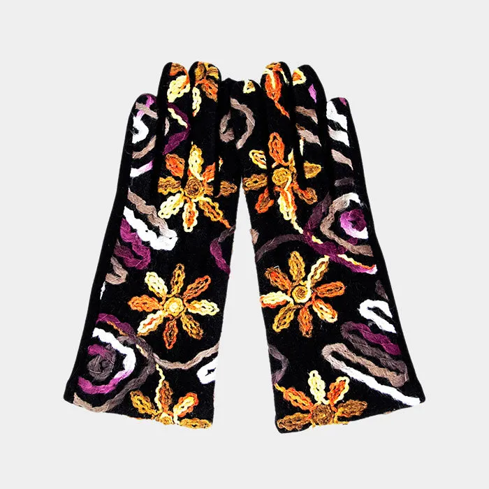 iLLASPARKZ Flower Embroidery Multi Color Smart Touch Gloves