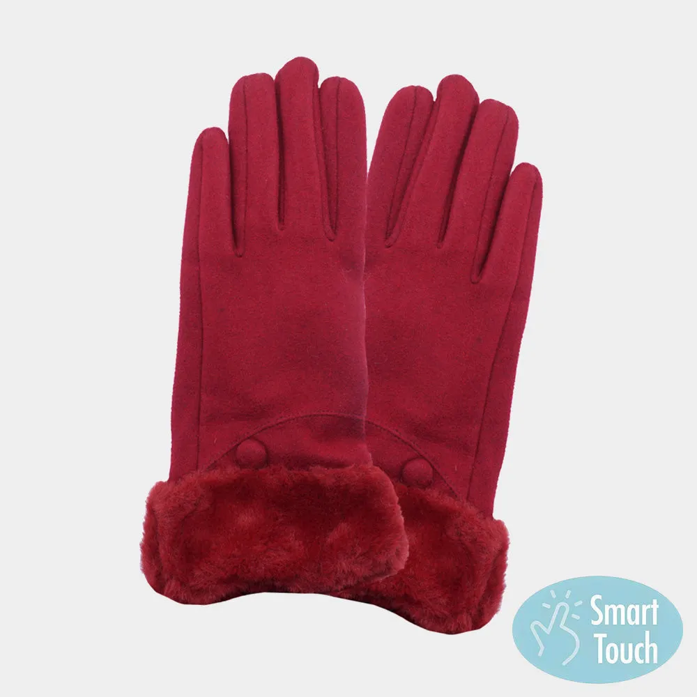 iLLASPARKZ Fuzzy Fur Collar Faux Suede Smart Touch Gloves