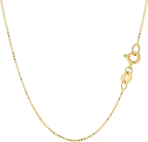 Jewelry Affairs 14k Yellow Gold Diamond Cut Bead Chain Necklace, 1.0mm