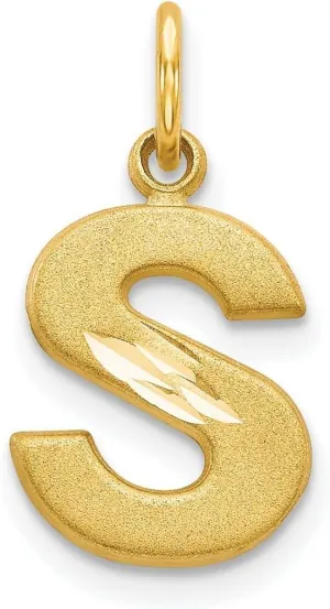 JewelryWeb 10k Yellow Gold Solid Satin Letter Name Personalized Monogram Initial Charm 20x11mm Wide Pendant Necklace for Women