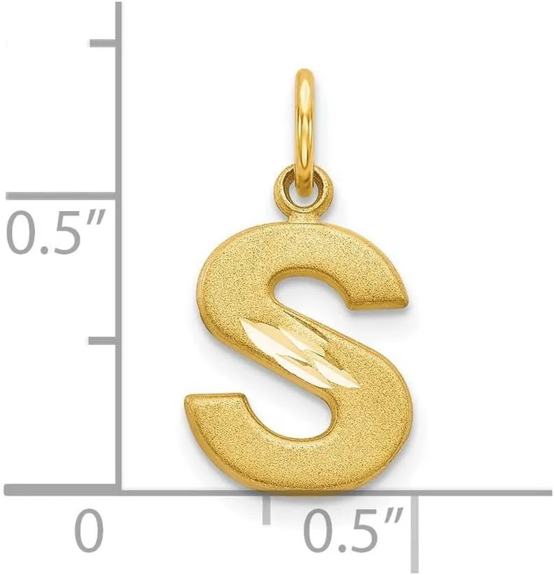 JewelryWeb 10k Yellow Gold Solid Satin Letter Name Personalized Monogram Initial Charm 20x11mm Wide Pendant Necklace for Women