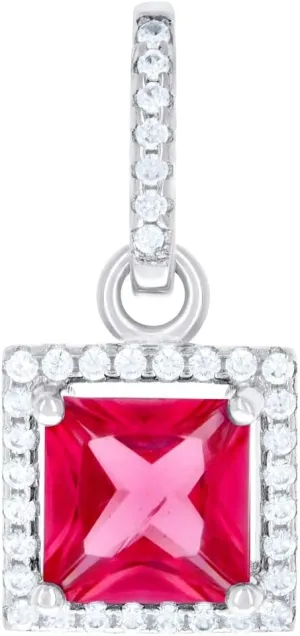 JewelryWeb 925 Sterling Silver Unisex Princess cut CZ Simulated Diamond Square Charm Pendant Necklace 18x9.2mm Wide-Pendant for Women