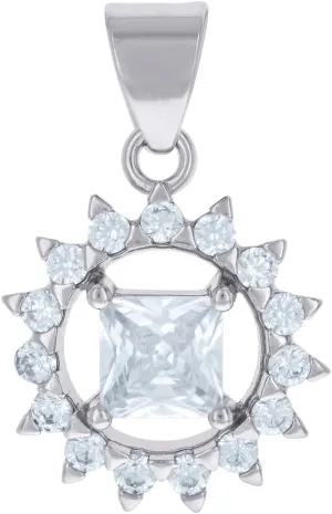 JewelryWeb 925 Sterling Silver Womens Round Princess cut CZ Simulated Diamond-Round Fashion Charm Pendant Necklace-Pendant for Women