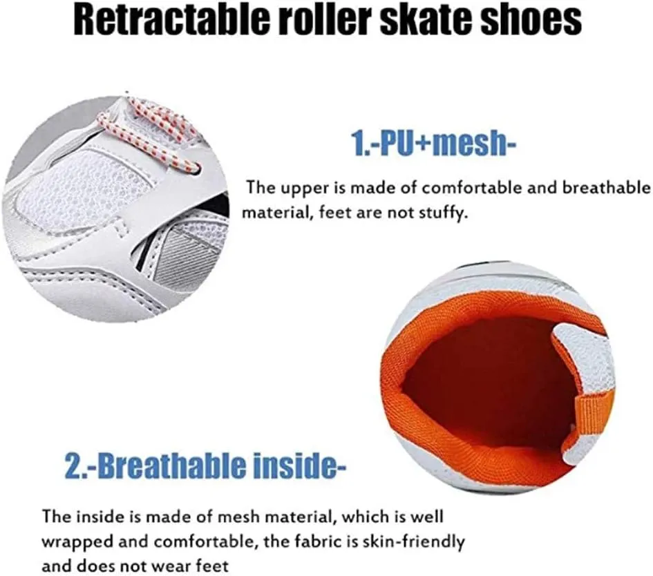Kids USB Charging Led Light Up Shoes with Wheels Fashion Sneakers Kids Skateboarding for Girls Boys Shoes Comfortable Mesh Surface Thanksgiving Christmas Day Best GiftWhite-USA 4